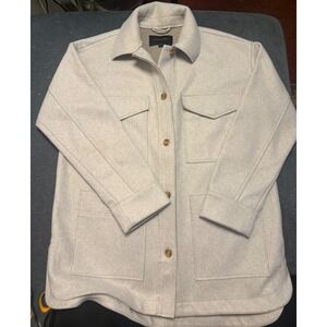Banana Republic‎ Womens Small Oatmeal Beige Fleece Button Front Shacket Jacket